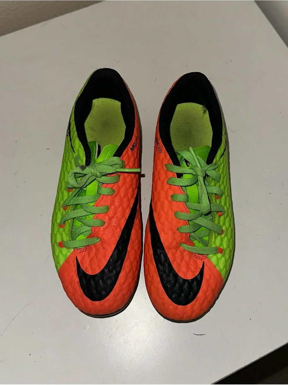 Nike Kids Hypervenom Soccer Cleats - Neon Green & Orange